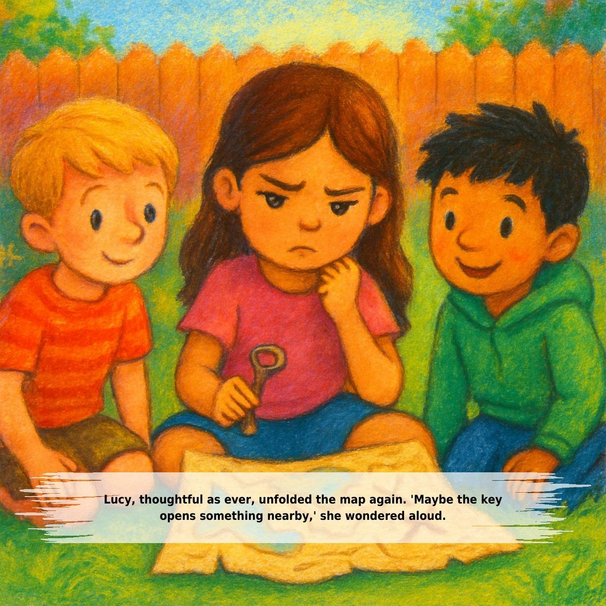 Lucy, thoughtful as ever, unfolded the map again. 'Maybe the key
opens something nearby,' she wondered aloud.