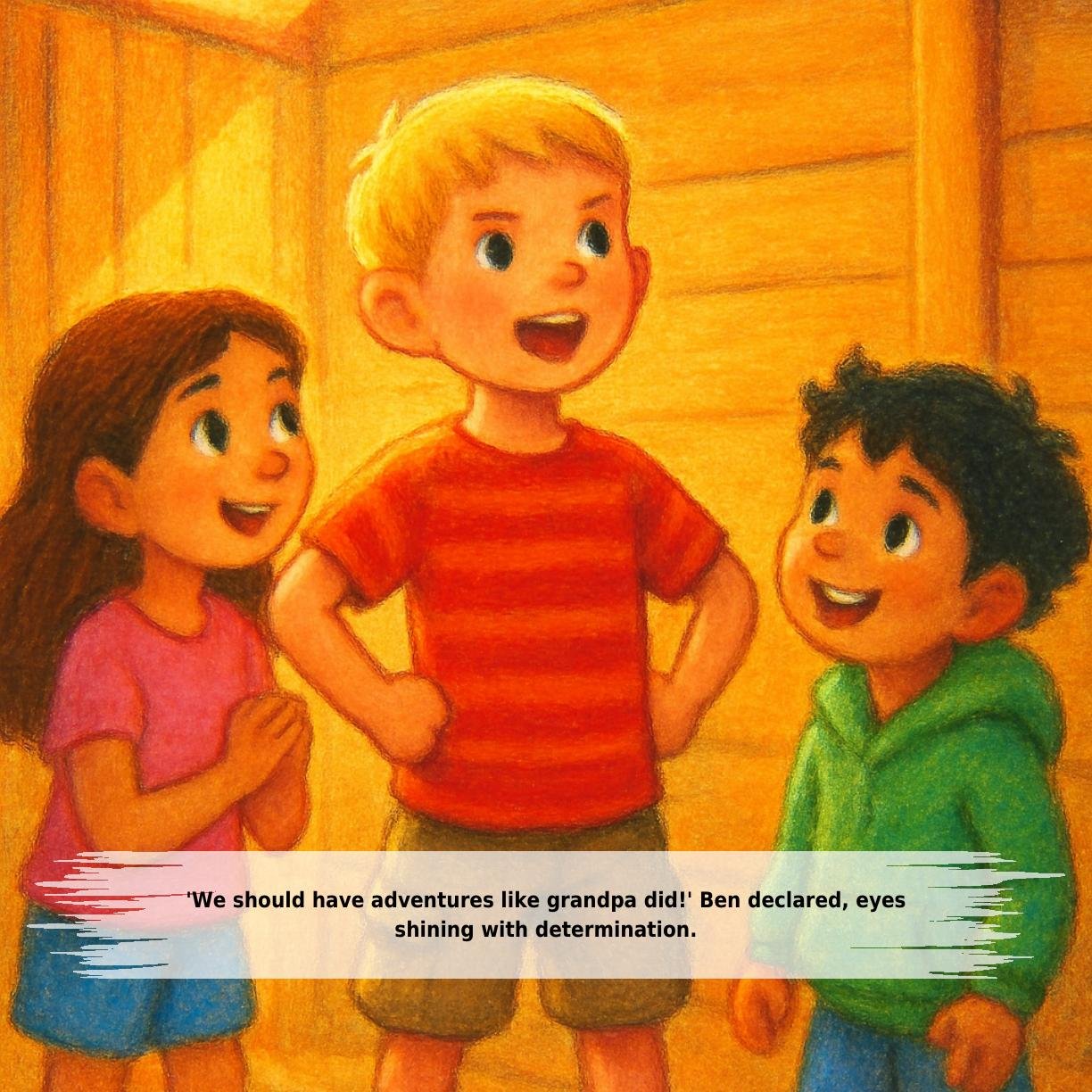 'We should have adventures like grandpa did!' Ben declared, eyes
shining with determination.