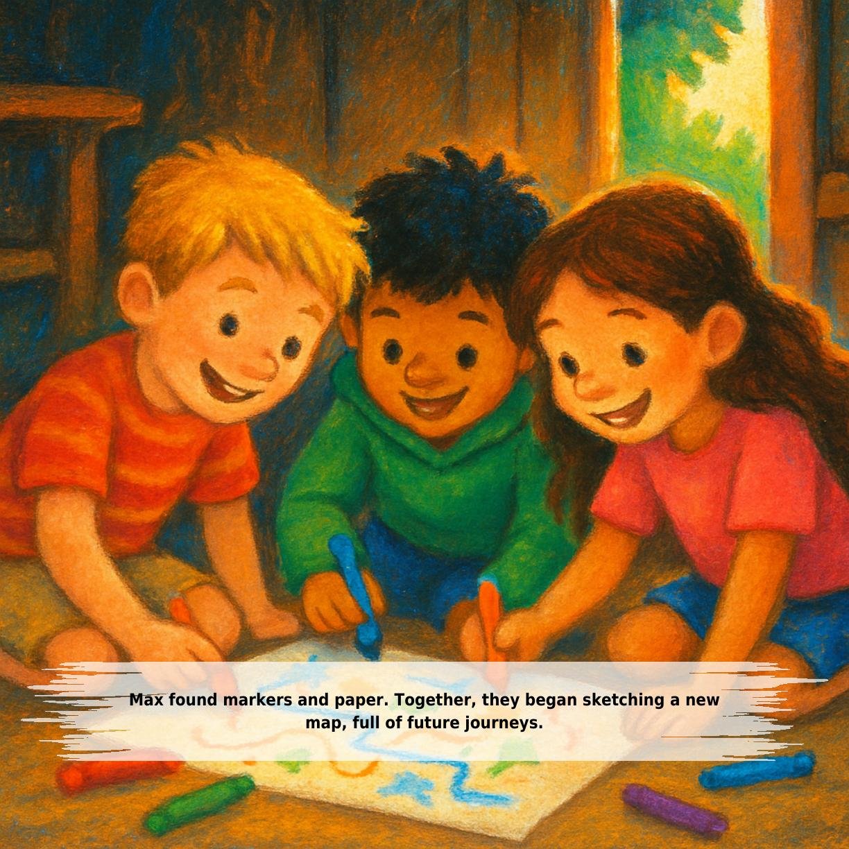Max found markers and paper. Together, they began sketching a new
map, full of future journeys.